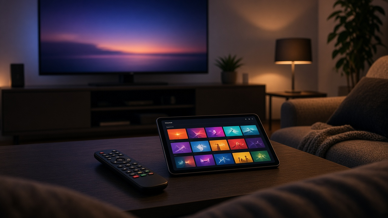 Television displaying a streaming channel guide and channel lineup